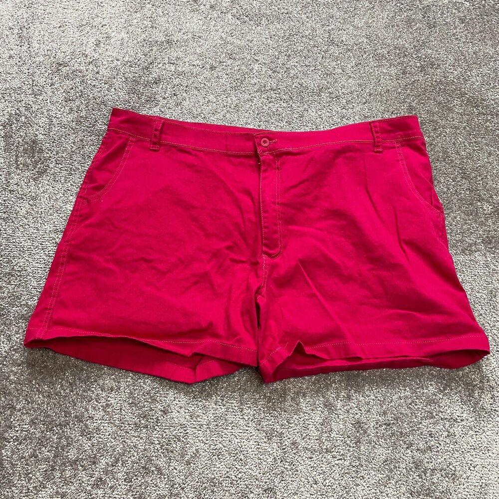 Chams Twill Chino Shorts Womens 26 Pink Bermuda Cotton Button Solid 5" Inseam